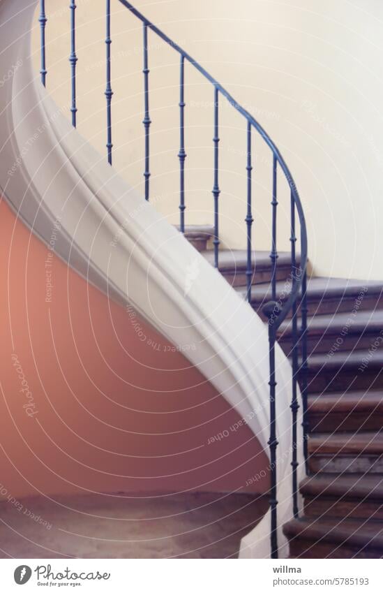 Ascent. With momentum. Stairs Staircase rail Banister Curved Swing Architecture Upward Downward Staircase (Hallway) stagger stair treads Go up Descent ascent