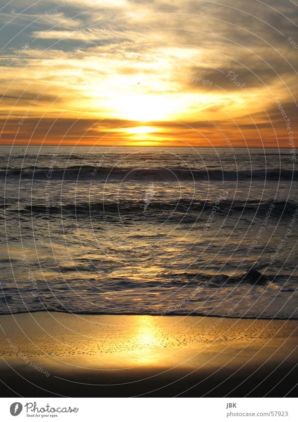 Santa Monica Beach Ocean Sunset Evening sun Waves Reflection