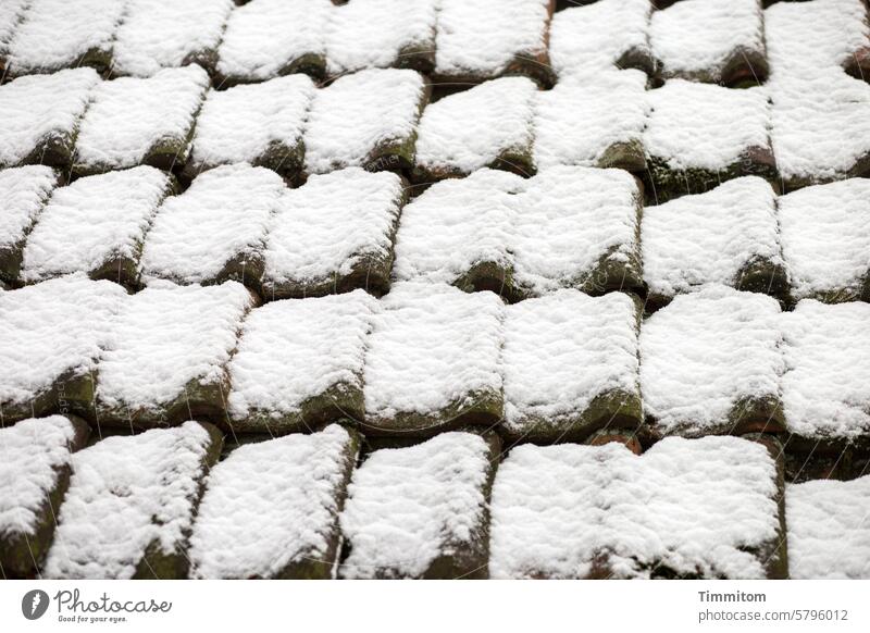 Winter roof Roof brick Tiled roof Snow Cold shape light and dark Shadow lines graphically Structures and shapes Lines and shapes Pattern