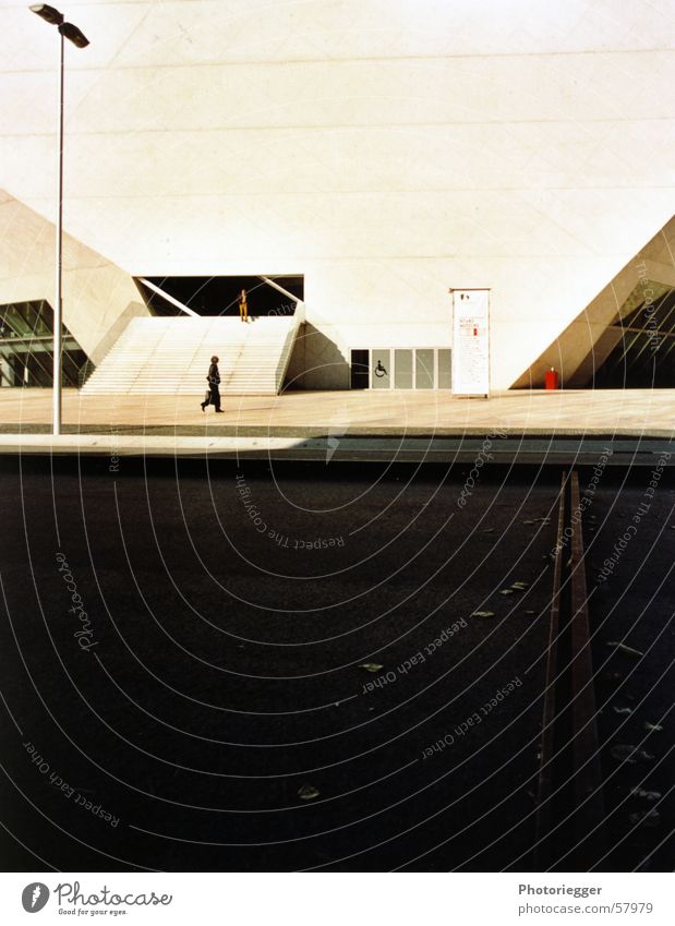 postage 2005 Lantern Railroad tracks Portugal Entrance Human being Street casa da musica rem koolhaas Shadow Stairs Architecture