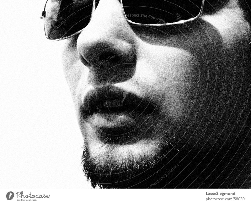 Portuguese locomotive driver with sunglasses Black White Summer Sunglasses Florian Black & white photo Nose Face Grain