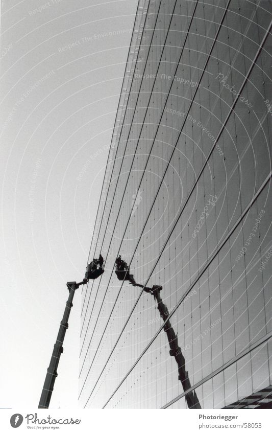 windscreen wiper Glas facade Crane Window Reflection Graphic Finland Black & white photo nokia mirror Architecture