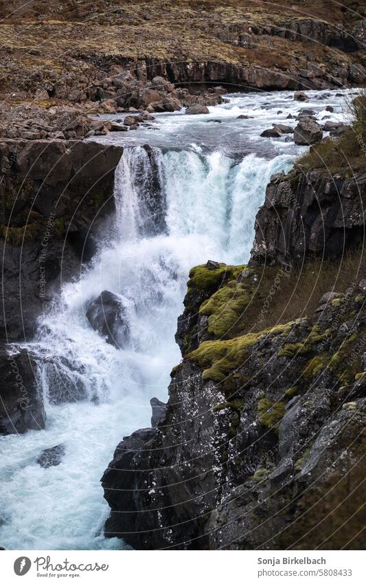 Sveinsstekksfoss / Nykurhylsfoss in Iceland Waterfall Landscape Nature Icelandic Rock Stream River cascade Flow Tourism Picturesque naturally pretty Mountain