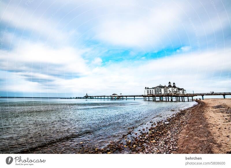 By the sea Tourist Attraction Beautiful weather Sea bridge Vacation & Travel Beach Ocean coast Waves silent tranquillity Sellin Rügen wide Baltic coast