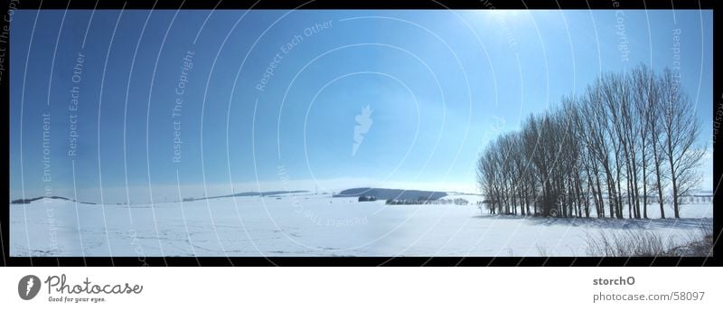 landscape Panorama (View) Tree Beautiful Thuringia Snow Sun Blue Large Panorama (Format)