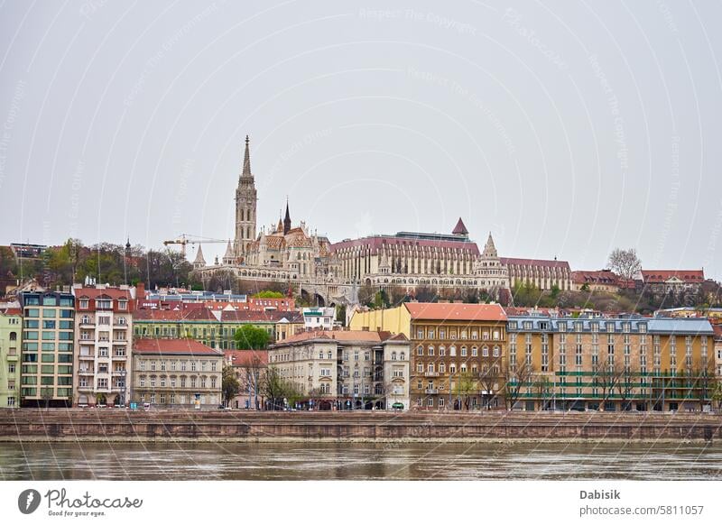 Budapest Cityscape Along the Danube River cityscape Hungary bridge architecture skyline historical building Pest Gothic riverbank landscape Hungarian Europe