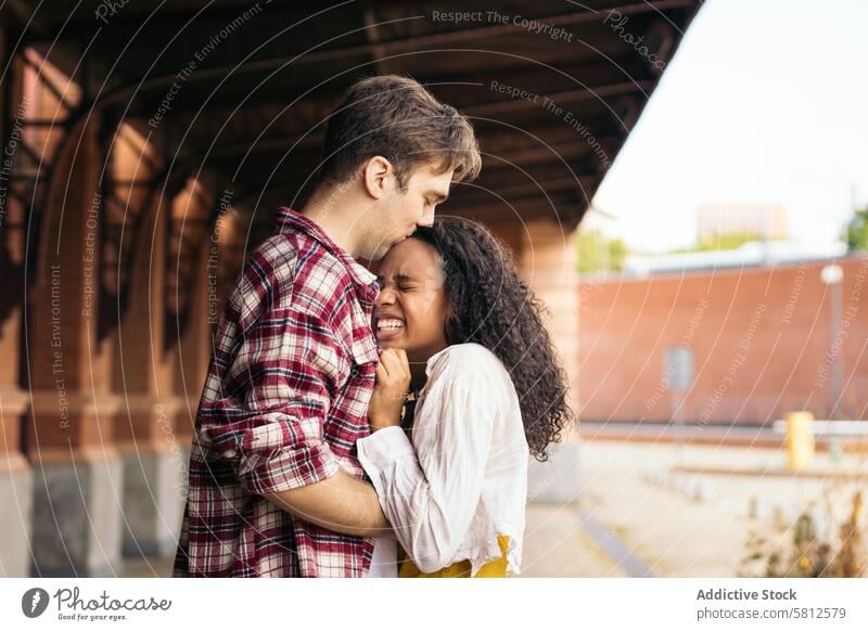 Reunited at last!: Young couple meeting at the station after a trip travel young happy transportation love tourism tourist journey smiling relationship traveler