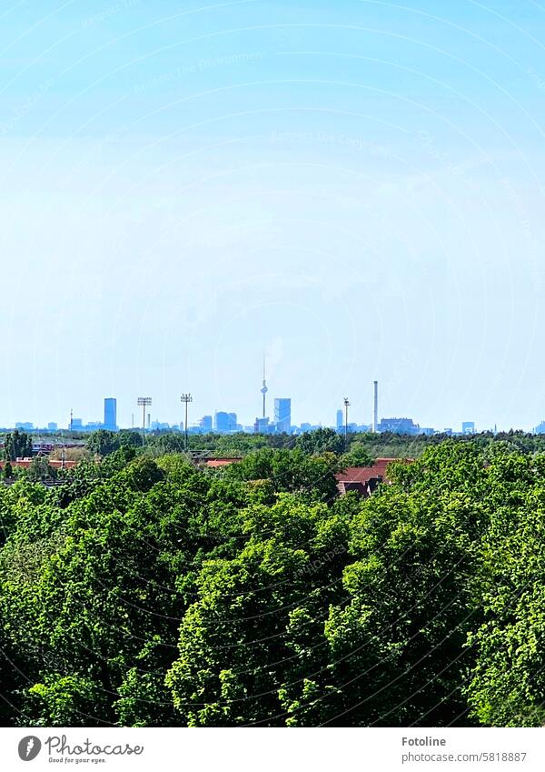 I'm standing on the roof of a lost place in Köpenick and have a great view of the TV tower Berlin Capital city Town Manmade structures Skyline Television tower