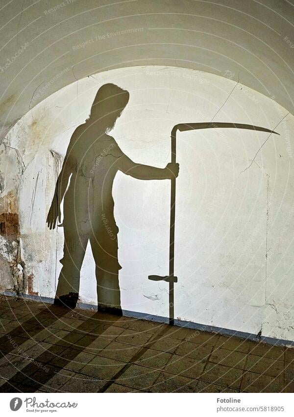 The Grim Reaper used to come and go in many sanatoriums. Today, some of these sanatoriums are lost places. Shadow Scythe Human being Silhouette Death Creepy