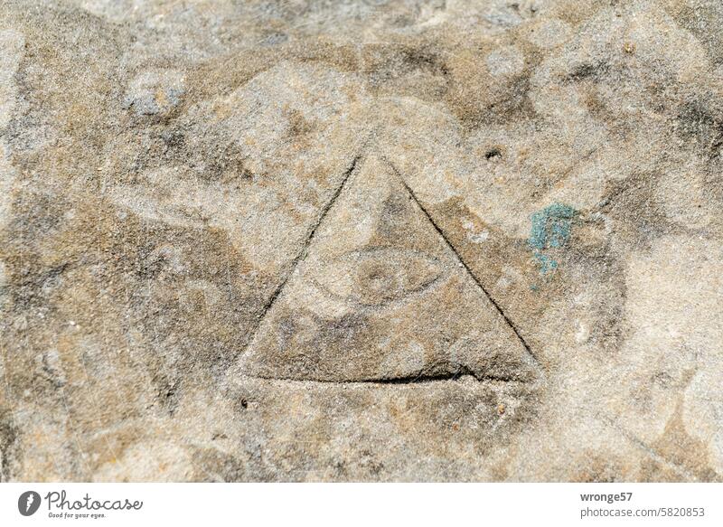 Exciting | Eye of Providence topic day thrilling providence Omnipresent Sandstone scoring Rock sandstone rocks symbol eye of God Colour photo Exterior shot