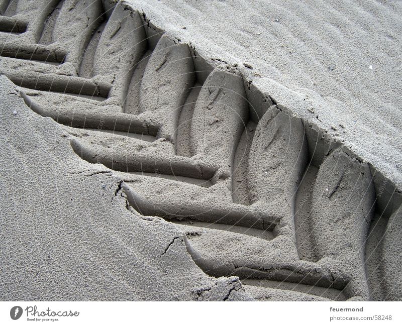 flattened Tracks Pattern Style Beach Sand Tractor track