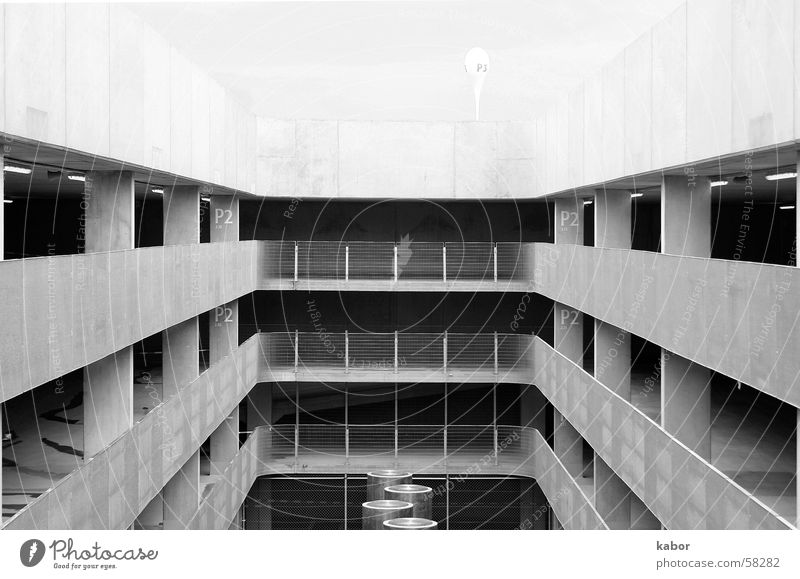 multi-storey car park Parking garage built Black & white photo Architecture