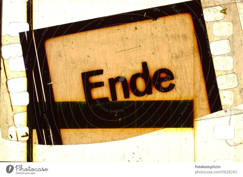 the end End over Past Completed Come to an end Quit Divide Letters (alphabet) Communication Text Communicate Word Typography colage Analog Filmstrips Negative