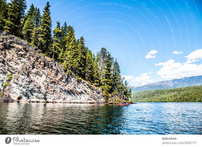 Canada Waves Surface of water Clearwater Lake Sky Water Mountain Forest Landscape Restorative To enjoy Wanderlust mountain lake North America British Columbia