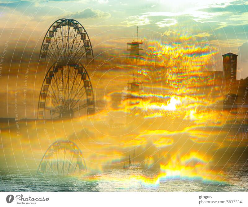 Melting Ferris wheels - photography with prisms and filters unreal colourful Design Art Painting (action, artwork) Deserted colors Esthetic Harmonious