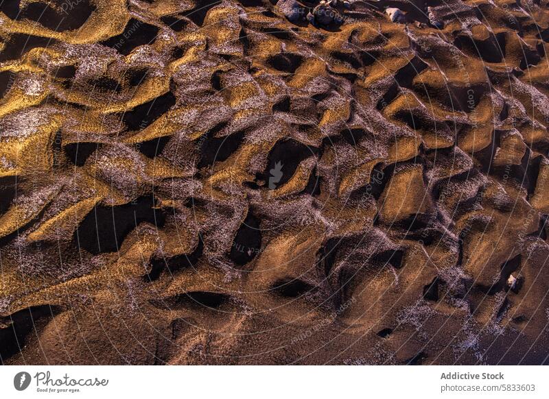 Intricate sand patterns highlighted by golden sunlight texture highland dune landscape nature intricate wave terrain close-up natural art scenic shadow detail