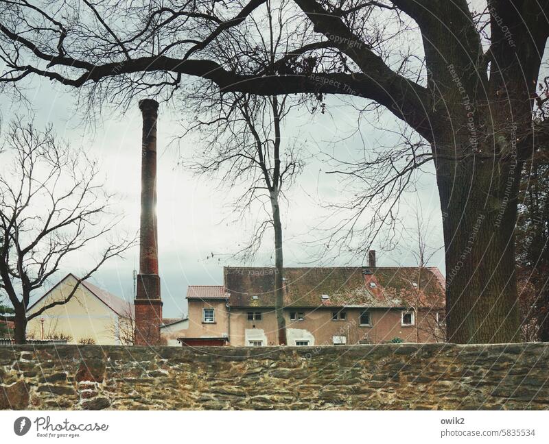 Industrial wasteland Chimney Building Derelict Old abandoned dreariness Wall (barrier) House (Residential Structure) Broken Deserted Exterior shot
