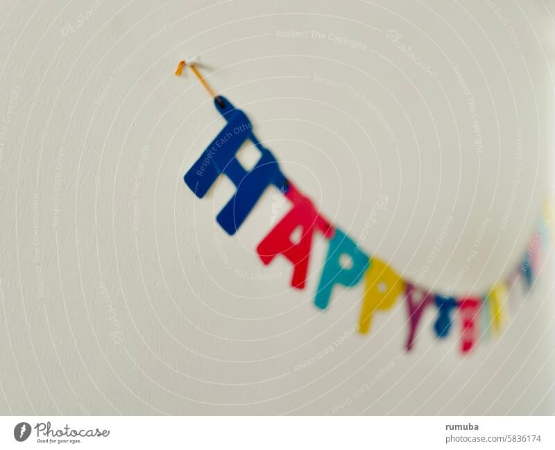 Happy Birthday lettering in colorful letters Infancy wall hanging Idea thread Chain Row happy Characters Happiness Capital letter Decoration Gaudy