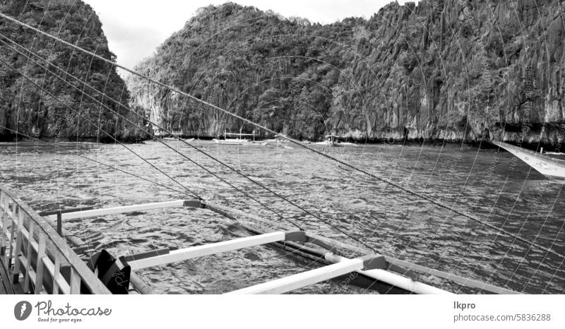 view from a cliff of the beautiful paradise bay coron lake kayangan philippines island palawan lagoon tropical background nature blue landscape summer sky