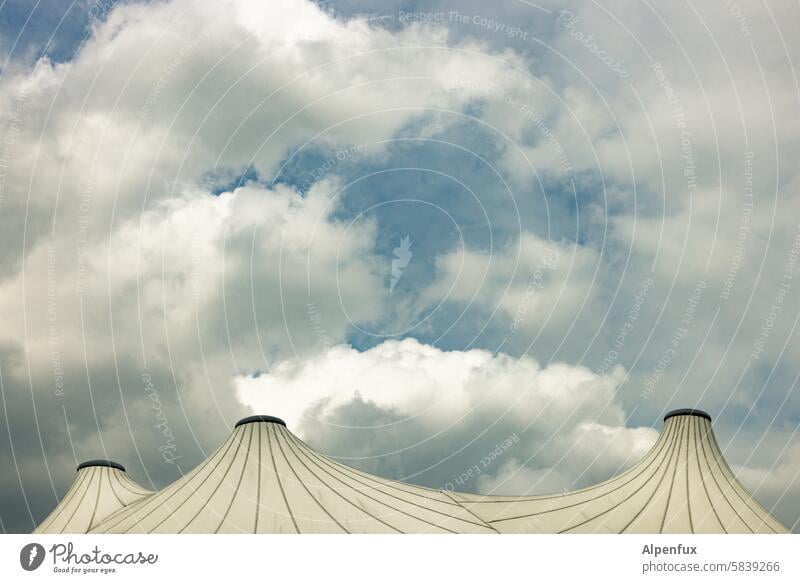 proverbial | If the farmer flies over the roof, God knows the wind is not weak Clouds Tent Circus tent Sky Event Clouds in the sky Wind Tarpaulin Culture Point