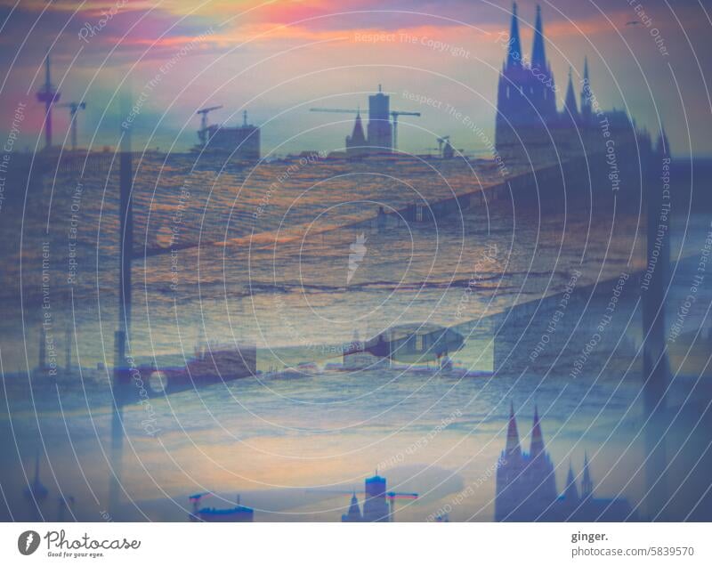 Cologne abstract - photography with prisms and filters Abstract colors cloth-like piers Dome Cologne Cathedral Landmark Tourist Attraction Colour photo
