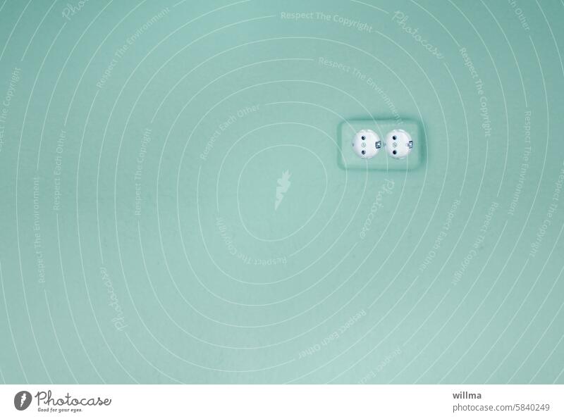 exciting in a square and that times two. Socket Wall (building) Copy Space minimalism minimal table mint green Mint green 2 double Colour photo Electricity
