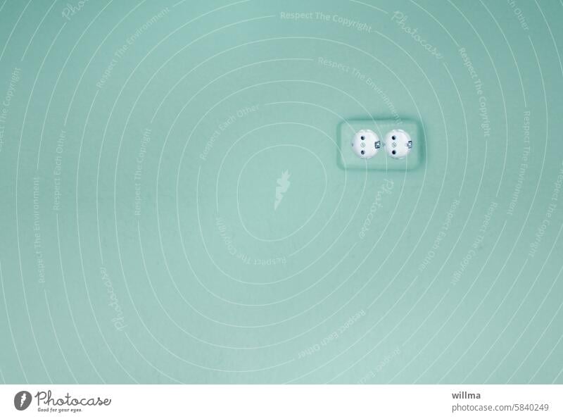 exciting in a square and that times two. Socket Wall (building) Copy Space minimalism minimal table mint green Mint green 2 double Colour photo Electricity