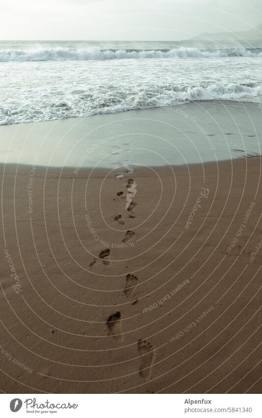 Human footprints in the sandy beach leading into the Atlantic Ocean attempted suicide suicidal thoughts Suicide Beach Footprint Sand Water Tracks Prints