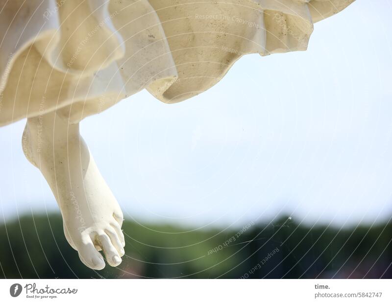 Lost Land Love IV - off the beaten track Sky sunny Statue Stone Figure detail Monument Art Feet Horizon Dress dresses Skirt robe Flying Airy Toes