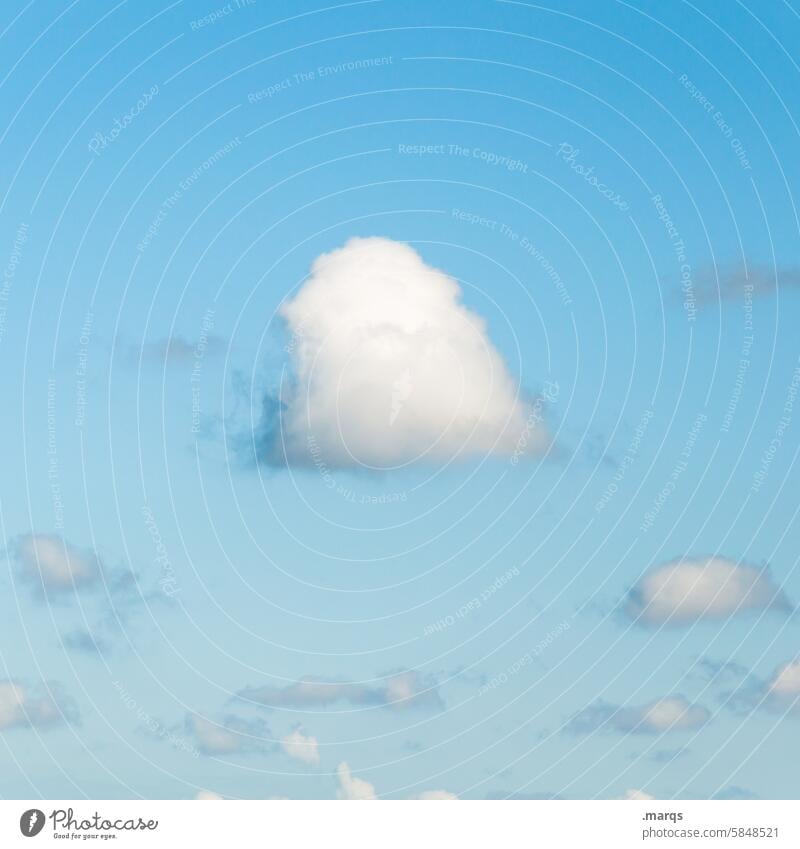 little cloud Clouds Small Ease 1 Weather Nature Blue Spring Summer Beautiful weather Blue sky light blue Air Minimalistic Clarity Freedom