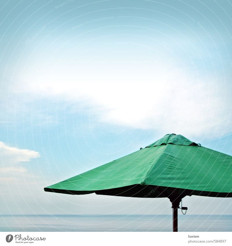 Green parasol in front of sea horizon | Black sea Nature Landscape Water Sky Clouds Summer Weather Thunder and lightning coast Bay Ocean Black Sea Bulgaria