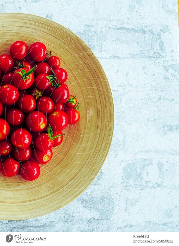 Fresh, red cherry tomatoes arranged on a wooden plate freshness Cherry Tomatoes served Board Organic farming Domestic farming oneself Food Red Nutrition