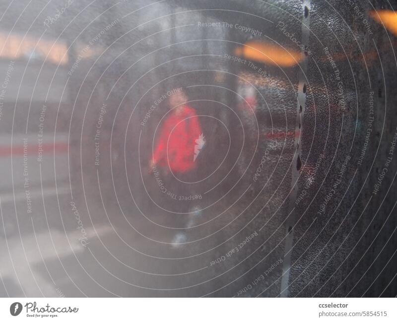 View through a steamed-up train window onto a platform in a station Train station Platform Railroad Passenger Vacation & Travel Train travel Railroad tracks