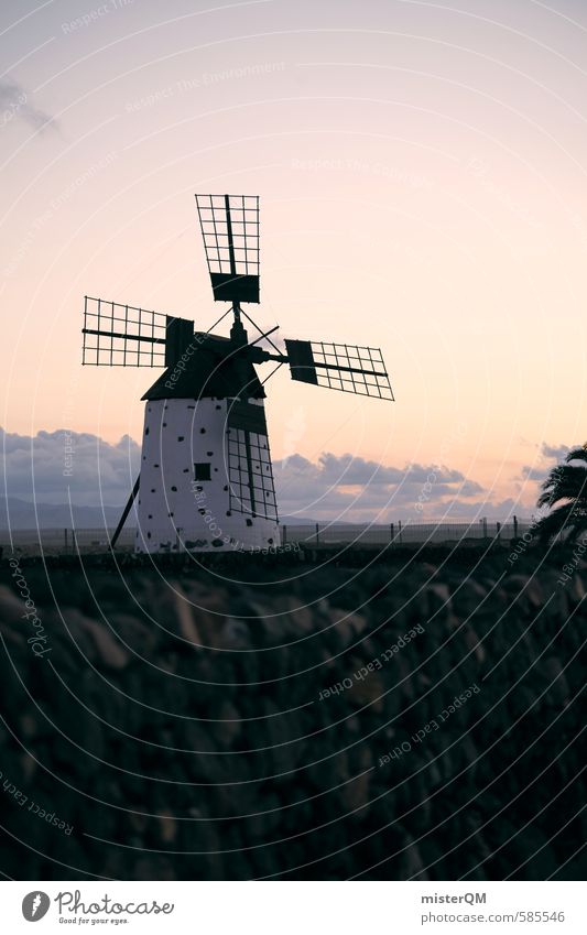 I.love.FV XLVII Art Esthetic Mill Windmill Windmill vane Sky Spain Fuerteventura Agriculture Farm Colour photo Subdued colour Exterior shot Detail Experimental