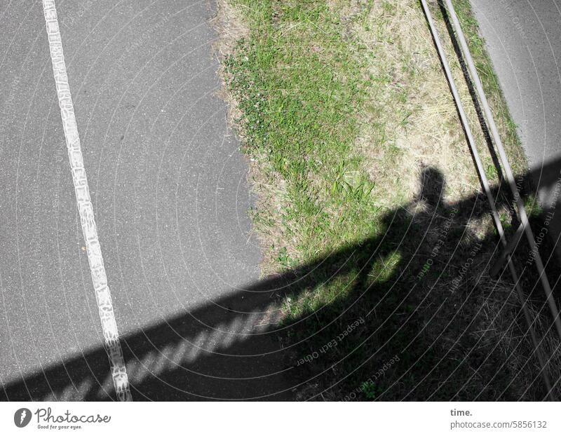 Lost Land Love IV - Bridge photo Street Shadow Median strip Traffic routes Bridge railing Asphalt Above Silhouette sunny Take a photo