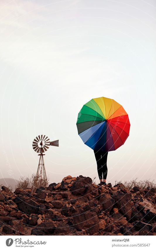 I.love.FV XL Art Esthetic Contentment Umbrella Multicoloured Patch of colour Prismatic colors Windmill Spain Idea Creativity Fashioned Work of art Colour photo