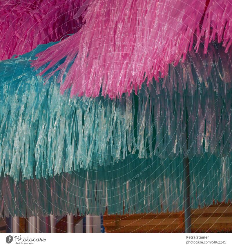 Light blue and pink light blue. Fringe Garden Sunshade Summer Turquoise turquoise turquoise blue Bright Hot sun protection Beautiful weather Vacation & Travel
