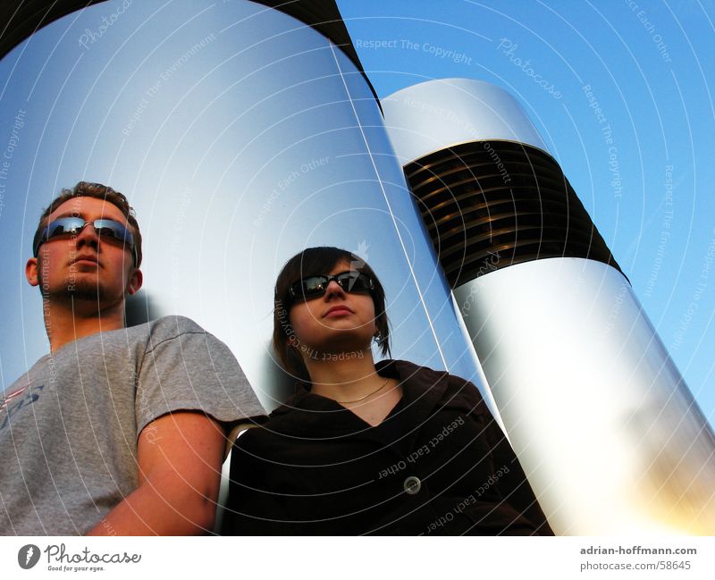 cool people Human being Sunglasses Summer Woman Man Cool (slang) Sky Column Chimney Couple
