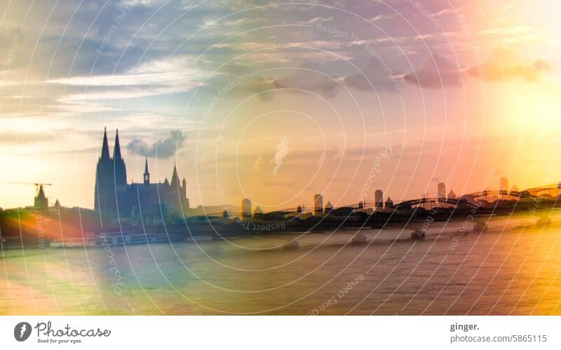 Cologne Cathedral and Hohenzollern Bridge - Photography with prisms and filters Prism Rhine Skyline Dome Germany Church Old town Tourism City River