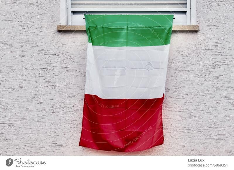 Italy, freshly unfolded flag Flag Italian Ensign Patriotism Foot ball Home country Red Green White European Football Championship UEFA European Championship