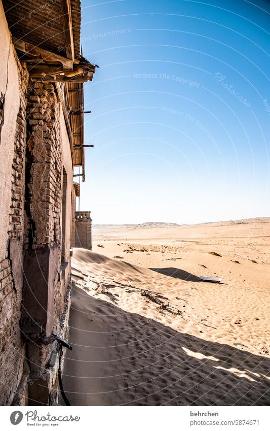 pressed against the wall Old House (Residential Structure) corrupted Broken Force of nature Ghost town Ruin Sand Shadow decay Sunlight Kolmannskuppe