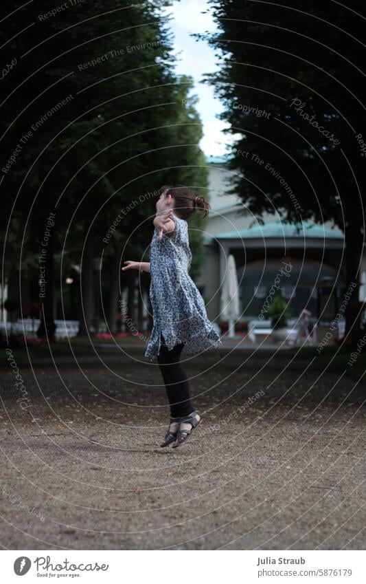 Dancing in the spa gardens Dance Flying Running Infancy Child Playing be free Happiness Girl Happy Human being Summer Exterior shot Joie de vivre (Vitality)