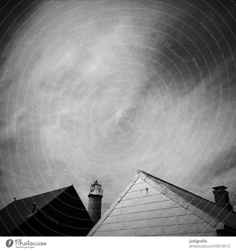 Norway Lighthouse coast House (Residential Structure) Roof roofs Sky Vacation in Norway Scandinavia Square Black & white photo Nordic Maritime Vacation & Travel