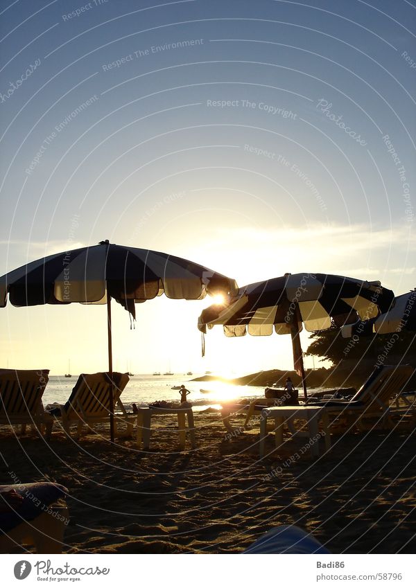 parasol Ocean Beach Sunset Sunshade Evening
