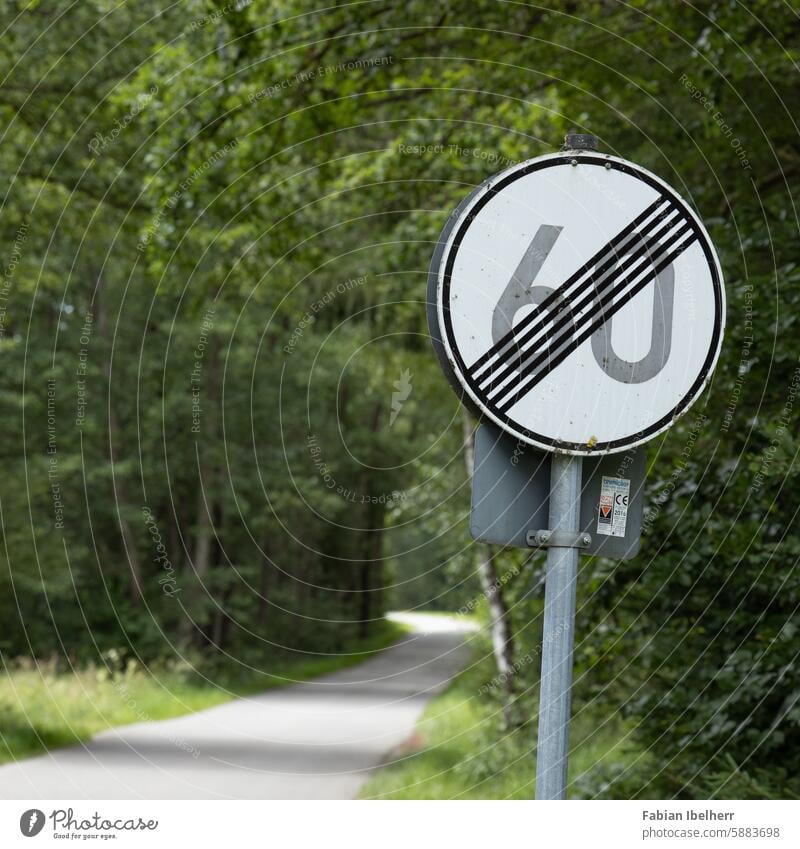 Traffic sign removes speed limit of 60 km/h tempolimit Speed limit Road sign top speed Country road lifted Germany