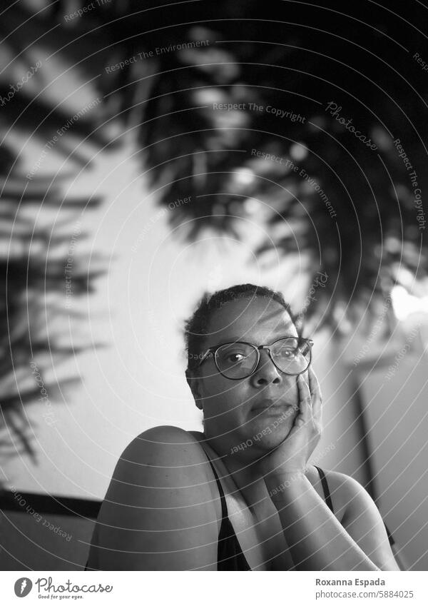 Thoughtful Female looking at the camera Woman Black and white photography Face portrait Eyes