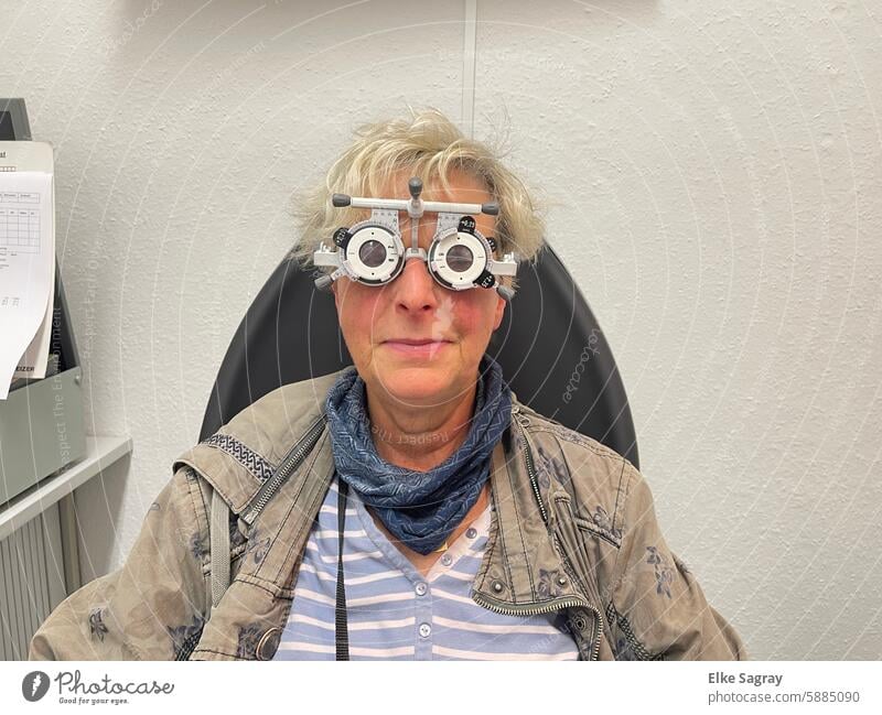 Perspective - eye measurement at the optician Optician Eyeglasses Looking Vision Eyes Lens Optics Person wearing glasses Woman Glass Opthalmology