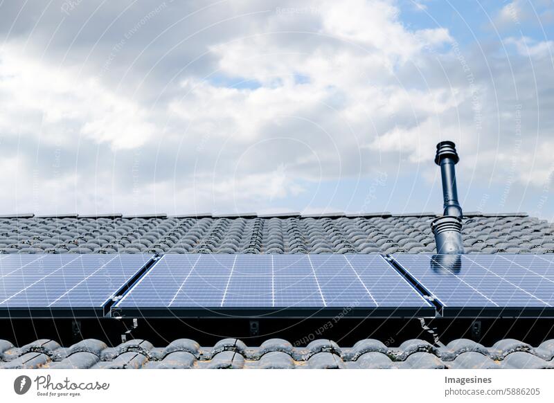 Solar balcony power plant on the roof solar Balcony power plant Roof Close-up Solar panels sunny Sky Power Generation Energy efficiency Save Architecture