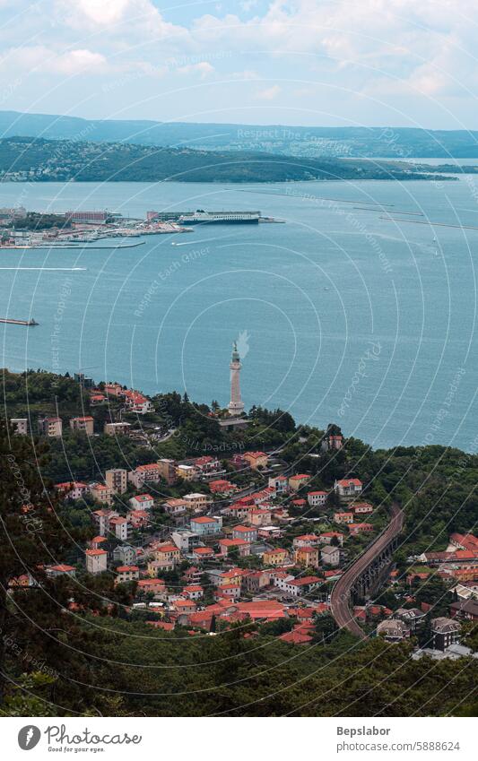 Trieste lighthouse and cityscape panoramic view, Italy coastline italy old town architecture sea trieste heritage horizontal italian travel touristic scenic