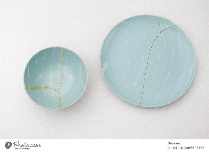 Artistic broken plates reuse shopping healthy objects ecological waste Eco-friendly environmental awareness sustainability Sustainability reusable sustainable